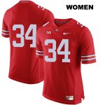 Women's NCAA Ohio State Buckeyes Mitch Rossi #34 College Stitched No Name Authentic Nike Red Football Jersey OB20G76TB
